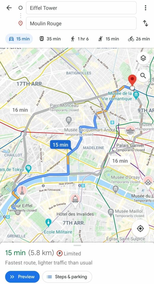 Aplikacje podróżnicze google maps