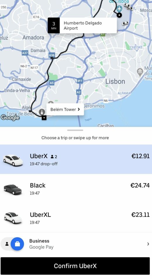 Aplikacje podróżnicze uber