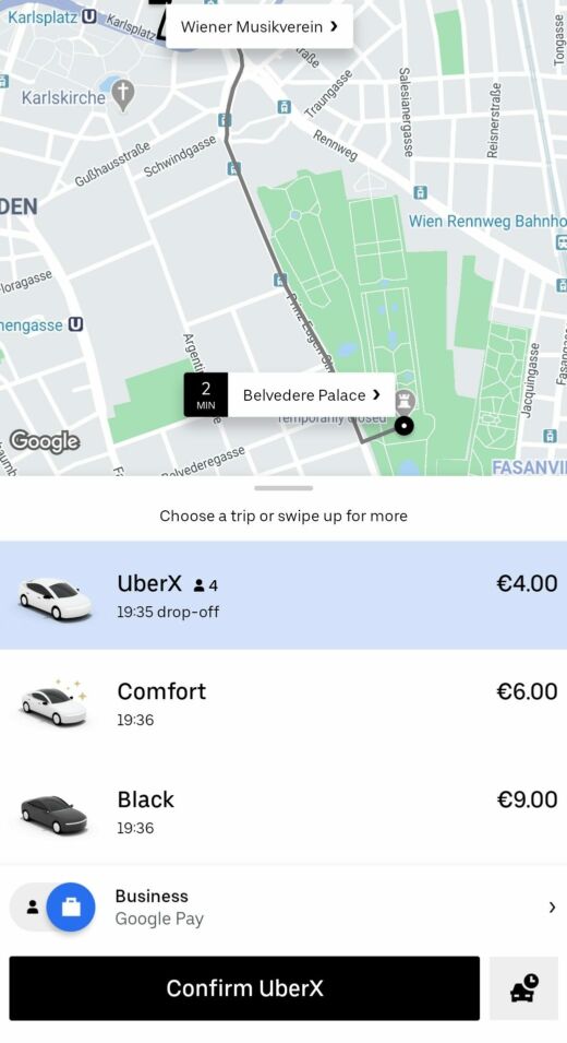 Aplikacje podróżnicze uber